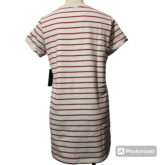 Lulus Womens Mini Dress White w/ Red Stripes Short Sleeve Crew Neck Size Small - Picture 2 of 12